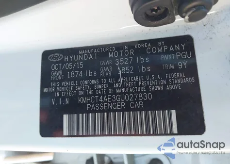 2016 Hyundai Accent z USA, uszkodzony, nr VIN KMHCT4AE3GU027830